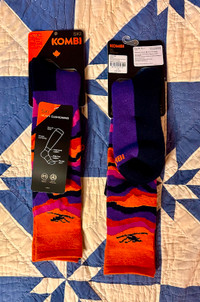 Kombi Ski Socks, "The Ski Bum", Mens LG, 2 Pairs for $30.