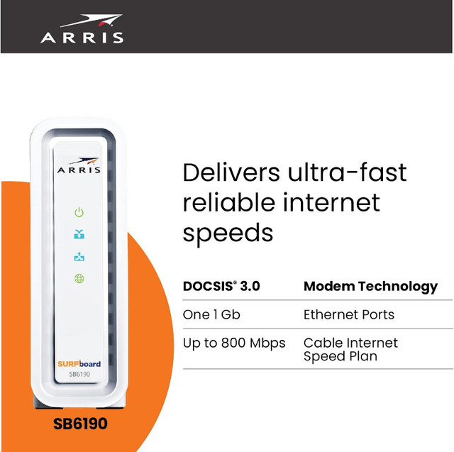 ARRIS Surfboard DOCSIS 3.0 Cable Modem(SB6190 Black) in Networking in Mississauga / Peel Region - Image 4