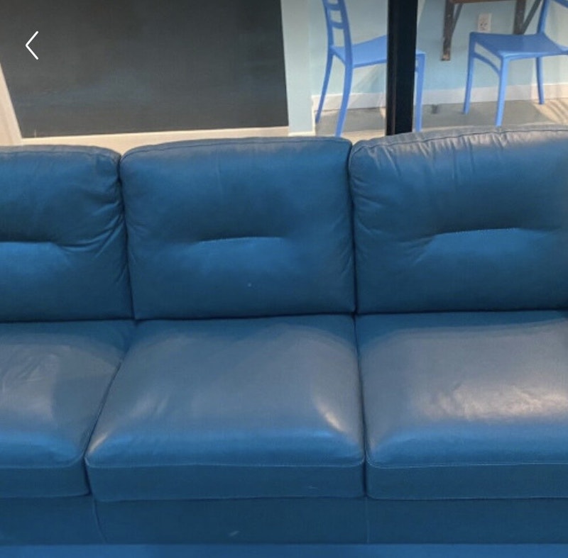 Italian leather couch, living edge table , heavy plastic chairs Couches & Futons Kitchener