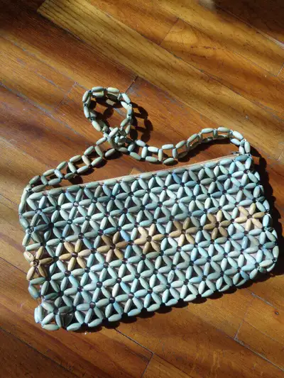 Unique Vintage 1960's Wooden Woven Purse, View more