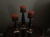 Decorative Three Wooden Candles - like new