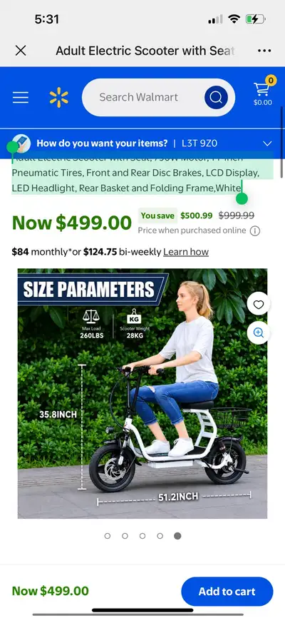 [No tax] Adult e-bike e-scooter Electric Scooter with Seat, 750W, View more