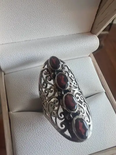 925 silver ring with garnets , View more