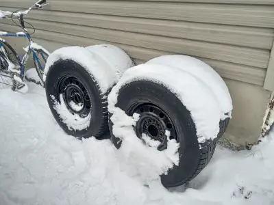 Set of 4 Nokian Hakkapaliita winter tires on steel rims. 265/70R17 115R 6-stud rims, @ 4.31" (135 mm...