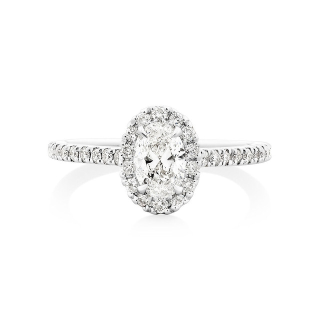 1.20 Carat Oval Halo Lab Diamond Engagement Ring In 14k  Gold in Jewellery & Watches in Grande Prairie - Image 2