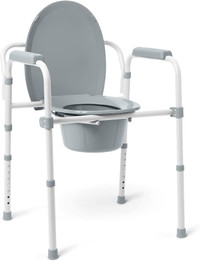NEW Folding Bedside Commode Portable Toilet - Adjustable Height