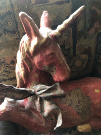 Large Vintage Paper Mache Unicorn Beautiful Special horse 