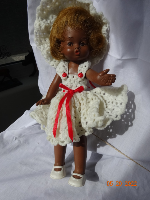 Doll, brown skinned, 12 inch, cutest, dee cee,crochetted outfit in Toys & Games in Kelowna - Image 2