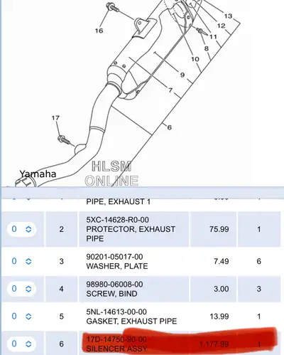 Brand New Silencer For A 2012 YZ 250F Part Number - 17D-14750-90-00 Part Is $1,177.99 U.S Dollars