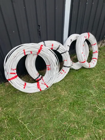 Used Raceline coated wire, white wire fence and tensioners, View more