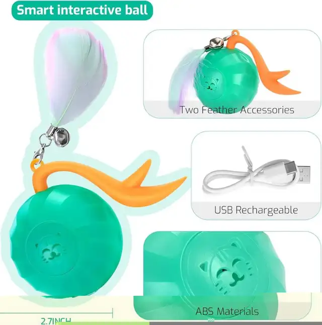 FOXMM Automatic Interactive Cat Toys with LED Lights in Accessories in Kitchener / Waterloo - Image 6