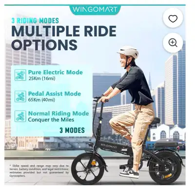 Wingomart (DYU A1F) foldable e-Bike 16", like new, View more