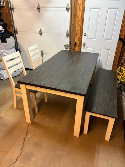Farmhouse Dining Table Set with Bench & Chairs, View more