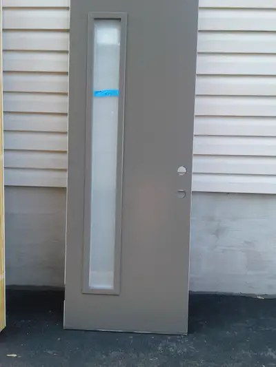 NEW 30X80 METAL FRONT DOOR WITH FROSTED GLASS, View more