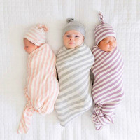 Brand new Newborn infant Swaddle Blanket with Knotted Hats