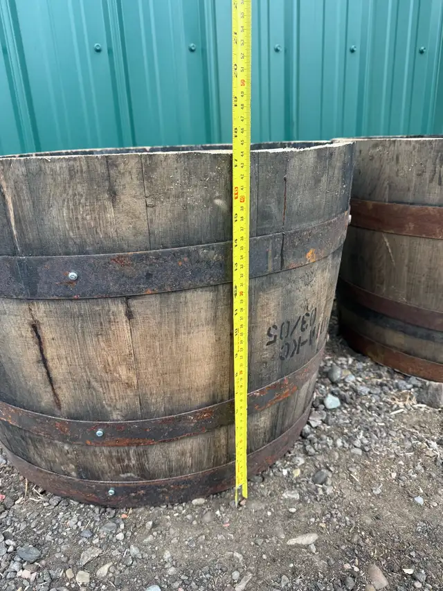 half whiskey planter barrels in Outdoor Décor in Lethbridge - Image 5