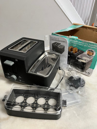Wide Slot Toaster w/ Meat and Vegetable Warming Tray Egg Cooker