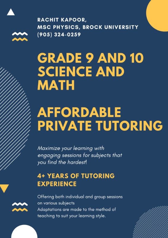 Math and Science Tutoring: Grade 9 and 10 in Tutors & Languages in St. Catharines - Image 2