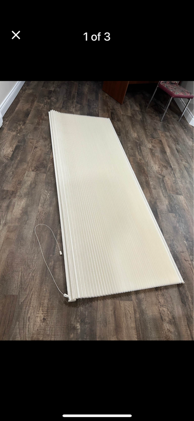 Hunter Douglas blind for large window. Measures 101 1/2 inches X 62 inches. Good condition. Comes wi...