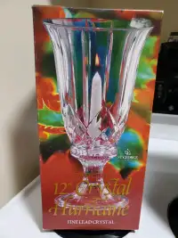12" Crystal Hurricane Vase...Fine lead crystal.
Asking $20.00