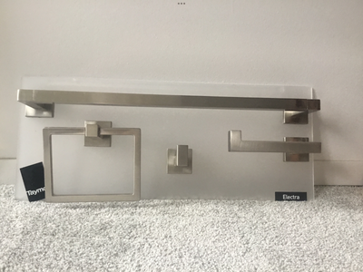 TAYMOR ELECTRA BATHROOM 4 PIECE ACCESSORIES SET. SET CONSISTING OF TOWEL BAR, ROBE HOOK, TOWEL RING,...