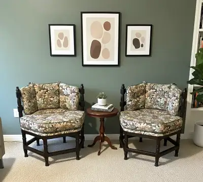 Rare Vintage Hexagon Corner Chairs , View more