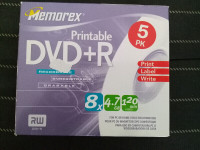 New Box Of Memorex DVD+R 5 Pack Disks