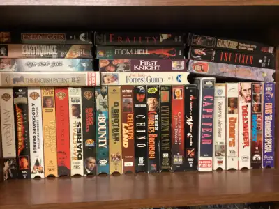 VHS: …..Dramas, Action,Thrillers,Comedies, Kids movies,Documentaries $1.00 each. Box Sets $4.00 and...