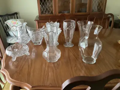 CRYSTAL VASES, PITCHER GLASS VASES DISH. 593, View more