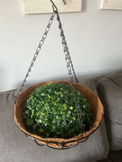 Hanging Basket with Chain for Balcony Decoration came with Artificial greenery ( foam base to insert...