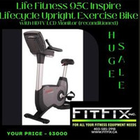 Life Fitness 95c Inspire Upright Bike w/TV Monitor-Reconditioned