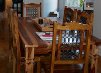 Chaises pour table à manger en bois de rose / fer forgé