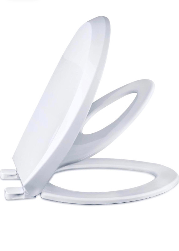 CROWNSTARQI Slow Close Elongated Bowl Toilet Seat White in Plumbing, Sinks, Toilets & Showers in Calgary