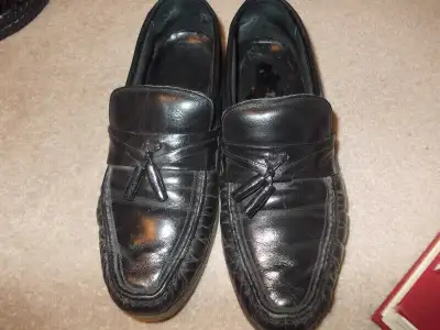 MENS'S SHOES-LEATHER LOAFERS-FOSSIL WOVE BELT, View more