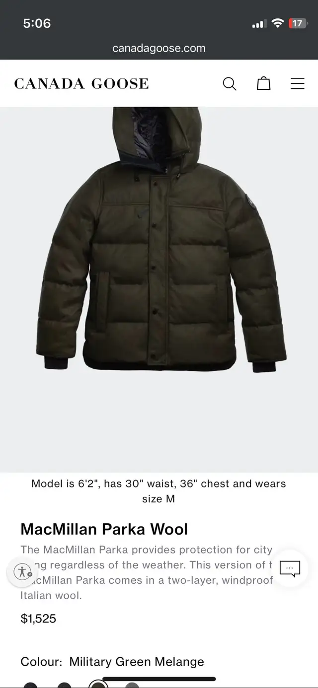 Canada Goose Macmillan Green Wool in Men's in City of Toronto - Image 2