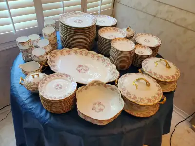 Stunning 129-piece Bridal Wreath pattern Limoges China set, View more