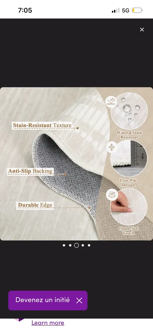 New Machine-washable Cream Scalloped Area Rug  in Rugs, Carpets & Runners in Mississauga / Peel Region - Image 5