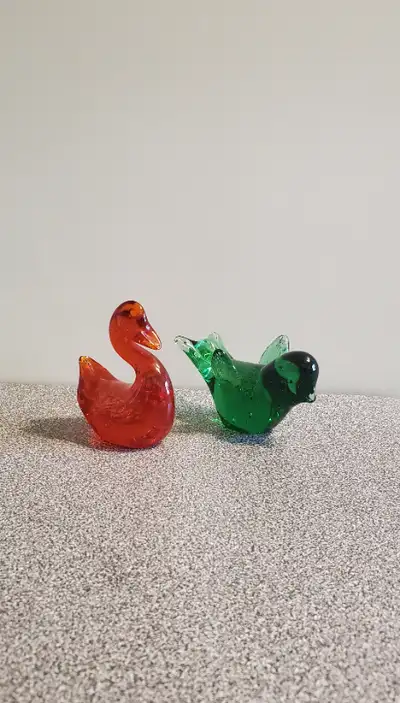2 - Stunning Glass Bird Paperweights, View more
