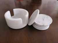 Marble coaster plates and holder