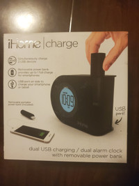 iHome iH402 Dual charging Dual Alarm Clock With USB Power Bank