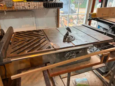 rockwell table saw, small jointers (x2) & delta radial arm  saw, View more