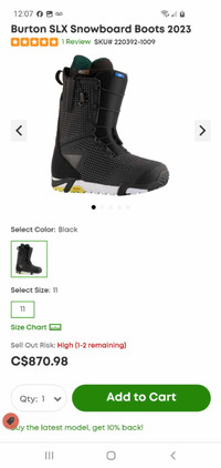 Burton SLX Snowboard Boots 2023 Black / Size 12 MENS