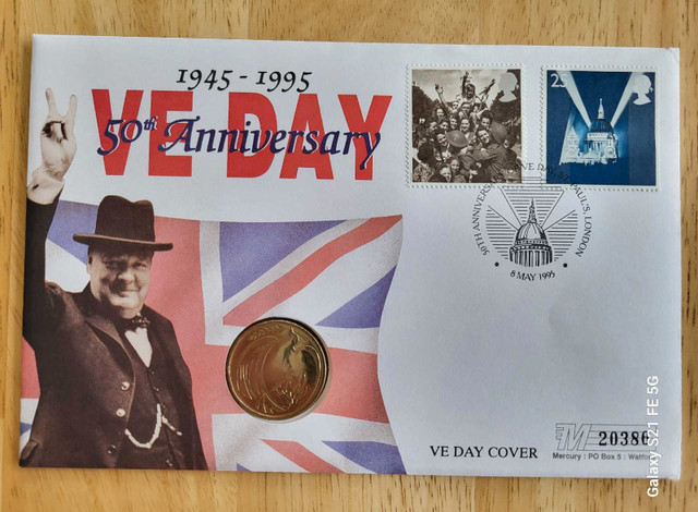V E Day 50th Anniversary cover/coin in Hobbies & Crafts in Peterborough - Image 2