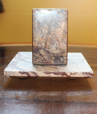 Natural French Wood Grain Grey Marble Pen Holder with Stand
