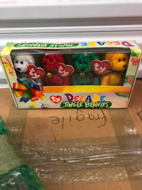 TY Jingle Beanie Babies - Set of 4 DECADE Bears  complete box