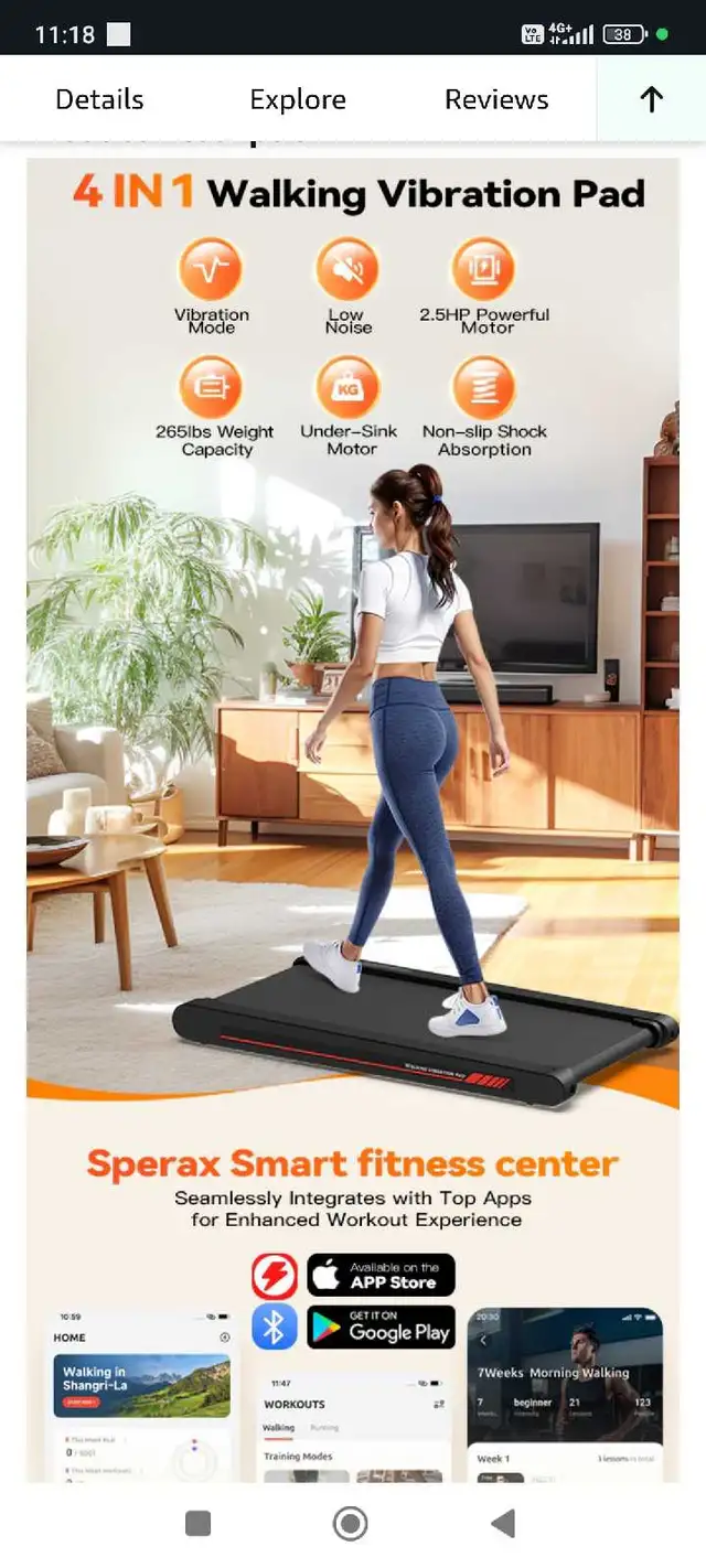 Walking Vibration Pad, 4 in 1 Treadmill, Walking Treadmill Pad f in Exercise Equipment in Edmonton - Image 6