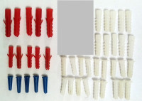Lot of NEW ribbed plastic wall anchors - hang picture home