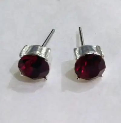 NEW, Crystal Stud Earrings with Red Crystal Stone., View more