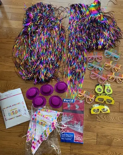 Birthday party decor supplies used only once recently for my daughter's birthday. It includes everyt...