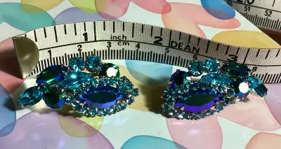 Beautiful VINTAGE Blues SIGNED Sherman EARRINGS Made Late 1960's, View more